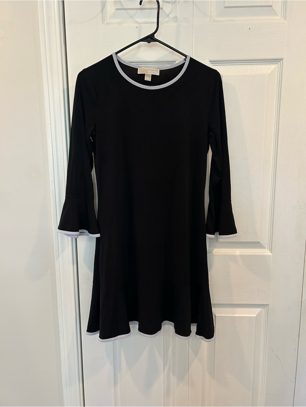 Michael Kors Black Flounce Dress with White Trim